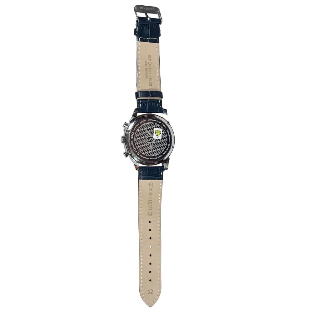 Stuhrling Original Rialto 3975L Chronograph Watch 44mm Stainless Steel Blue Dial - Picture 6 of 13
